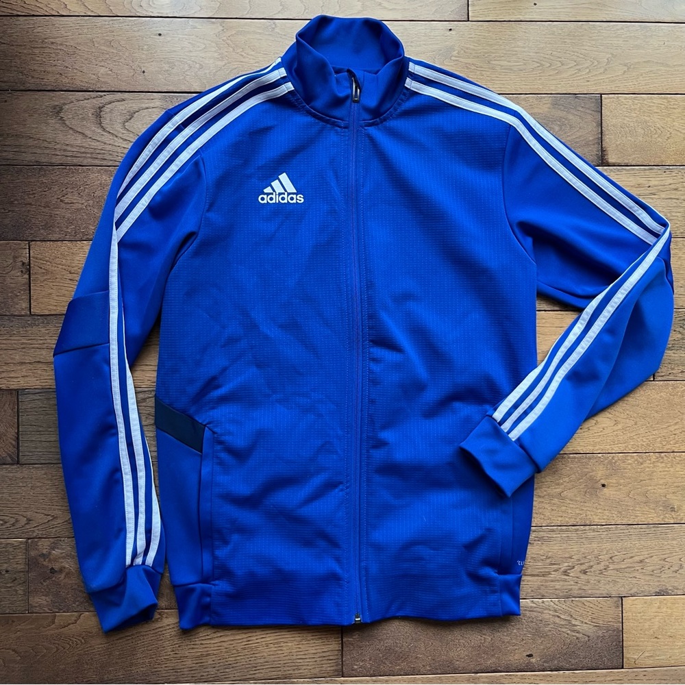 Adidas Blue Lightweight Shirt Jacket with Iconic Stripes